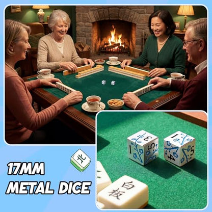 2 Pcs Mahjong Dice Metal, Classic, Silver Blue | D6 Mah Jong Dice,Standard Size Mahjong Dice, Durable Material, Replacement for Lost Dice, Board Game Mahjong Supplies - color: Silver Blue, size: Classic
