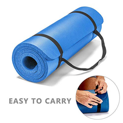 LOKATSE Home All Purpose Thick Yoga Mat with Carrying Strap High Density - color: Blue