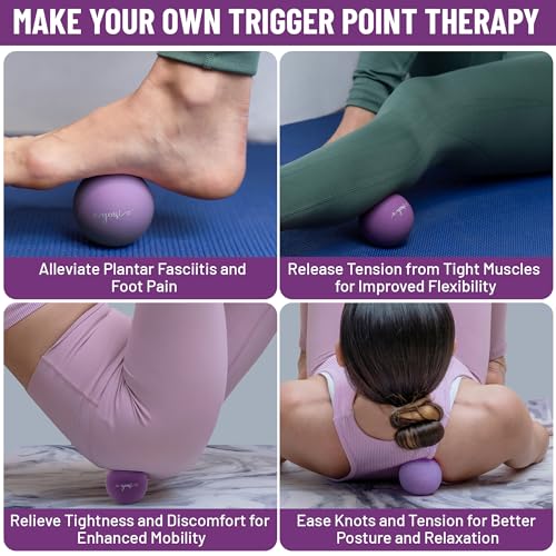 Silicone Massage Lacrosse Balls for Trigger Point Therapy, Muscle Knots, and Physical Therapy. Set of 2 Balls with Carrying Bag. Latex-Free. Ideal for Deep Tissue Massage and Myofascial Release - color: Purple Haze