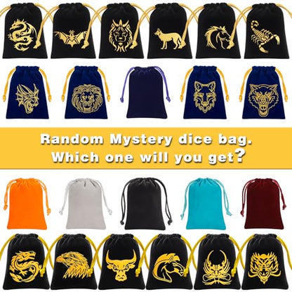 QMAY Mystery Dice Set – 42 Pcs Acrylic Polyhedral Dice + 6 Pcs Velvet Bag - style: 6 bags Mystery Dice