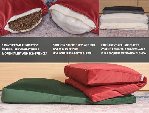 Meditation Cushion,Velvet Meditation Pillow and Zabuton 2-in-1 Portable Design(50 * 70CM). (Burgundy, Service H：9cm) - color: Burgundy