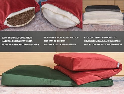 Meditation Cushion,Velvet Meditation Pillow and Zabuton 2-in-1 Portable Design(50 * 70CM). (Burgundy, Service H：9cm) - color: Burgundy