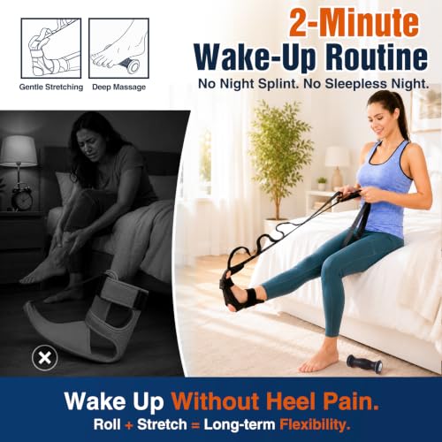 comness Plantar Fasciitis Relief Kit – Foot Stretcher and Foot Massager Roller, Stretch and Roll Routine for Heel Pain,Arch Pain, Simple At-Home Daily Foot Care - color: Black（2pcs）