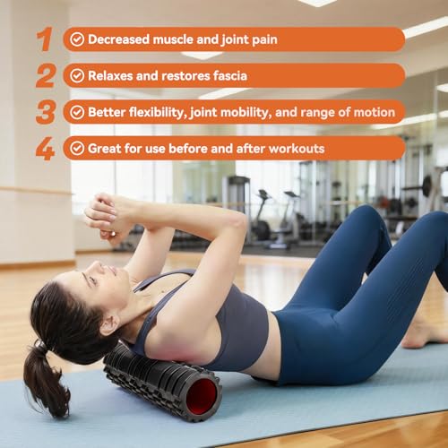 Foam Roller for Deep Tissue Massager, Patented Exercise Roller - color: Black