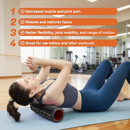 Foam Roller for Deep Tissue Massager, Patented Exercise Roller - color: Black