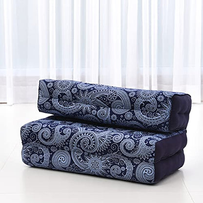 Leewadee Foldable Floor Mattress – 2 in 1 Floor Meditation Mat for Yoga and Relaxation, Seating Futon with Kapok - color: Cbt1 - Blue