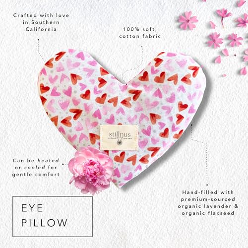 Stillnus Weighted Heart Eye Pillow with Organic Lavender & Flaxseed – Relaxation Gift for Women, Meditation Tool, Mindful Rest, Cooling Eye Mask, Wellness Self-Care Kit - style: Heartsy