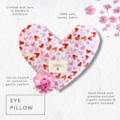Stillnus Weighted Heart Eye Pillow with Organic Lavender & Flaxseed – Relaxation Gift for Women, Meditation Tool, Mindful Rest, Cooling Eye Mask, Wellness Self-Care Kit - style: Heartsy