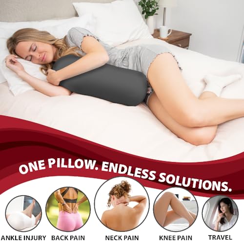 Core Jackson Roll Bolster Pillow for Neck, Back, Knee & Leg Support, GR - color: Gray