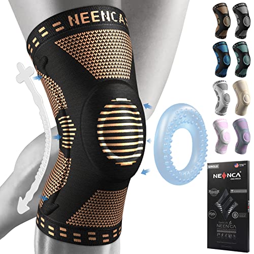 NEENCA Professional Knee Brace for Pain Relief, Medical Knee Support with Patella Pad & Side Stabilizers, Compression Knee Sleeve for Meniscus Tear, ACL, Joint Pain, Runner, Workout - FSA/HSA APPROVED - color: High Copper, size: Large
