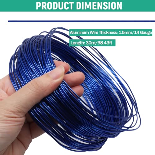 Luomorgo 14 Gauge Aluminum Craft Wire, Royal Blue, 100FT | Anodized, Bendable, Jewelry Making, DIY Crafts, Floral & Sculpting - color: Royal Blue, size: 14 Gauge