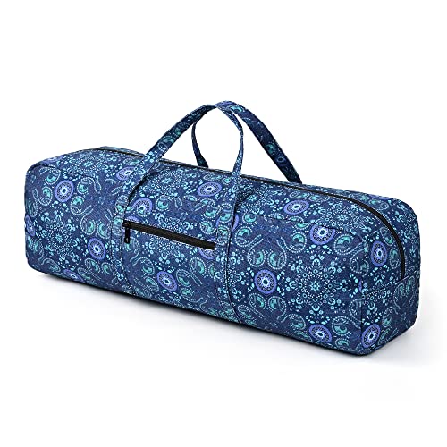 Boulder Bee | Yoga Mat Bag | Large Yoga Mat Carrier with Wet Pocket | Yoga Gifts | Gym Tote Bag for Women - color: Blue