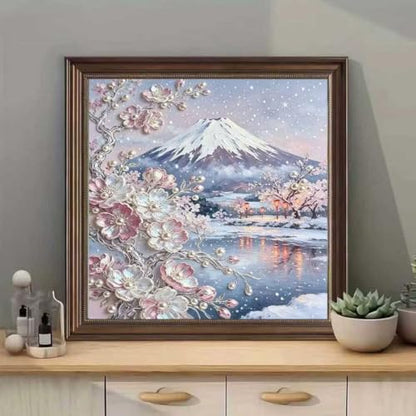 Snow Mountain Flower 5D Diamond Art Painting Kits for Adults 14 x 14 inch | DIY Full Drill, Arts and Crafts, Home Wall Deco,Beginner Easy Painting - color: SH178