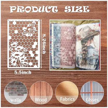 16 Pieces Stencils for Painting, Abstract Texture Mixed Media Art Supplies Crafts Reusable Layering Stencil Brick Pattern Templates for Drawing Card Making Canvas Furniture Paper (Mixed16) - style: Mixed16