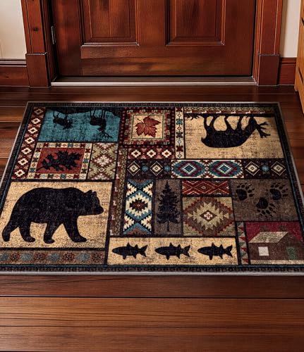 YIHOUSE Washable Rustic Cabin Area Rug 2 x 3 Entryway - color: Brown, size: 2'x3'(Rectangular)