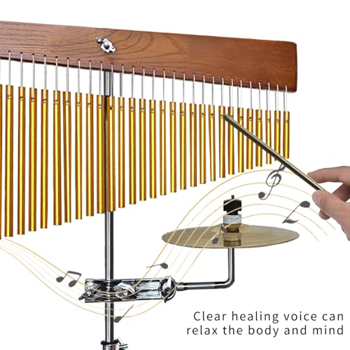 Adjustable Height Wind Chime Single-row Percussion Chime wtih Collapsible Tripod Stand Bar Chime for Class Yoga (36 Note Chime with Cymbals) - color: 36 Note Chime With Cymbals