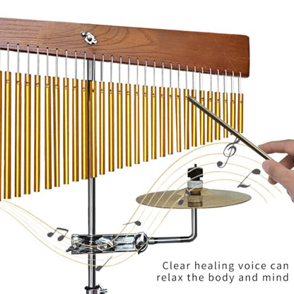 Adjustable Height Wind Chime Single-row Percussion Chime wtih Collapsible Tripod Stand Bar Chime for Class Yoga (36 Note Chime with Cymbals) - color: 36 Note Chime With Cymbals