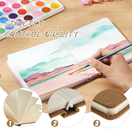 Mooliwe 4 Pcs Watercolor Travel Journal Watercolor Sketchbook Painting 5 x 5 Inch 300 GSM Cotton Cold Press Notebook for Painter Beginner Graduation Gift(Pink Purple) - color: Pink Purple