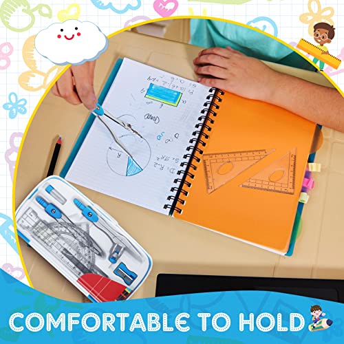 Teling 12 Sets Math Geometry Kit for Students 10 Pcs Compass Geometry Tools Set Includes Rulers Protractor Compass Eraser Pencil Sharpener Lead Refills Pencil (Blue) - color: Blue