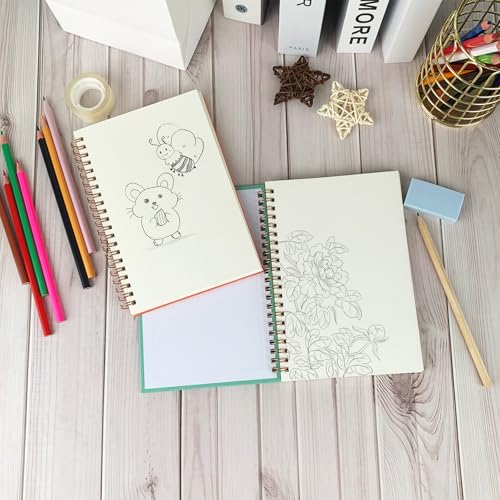 DSTELIN 2 Pack Mini Sketch Books, 7.5 x 5.1 Inch, Spiral Bound with Hard Cover, 50 Sheets per Pad,100gsm, Ideal for Sketching and Mixed Media Creations