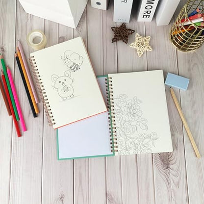 DSTELIN 2 Pack Mini Sketch Books, 7.5 x 5.1 Inch, Spiral Bound with Hard Cover, 50 Sheets per Pad,100gsm, Ideal for Sketching and Mixed Media Creations