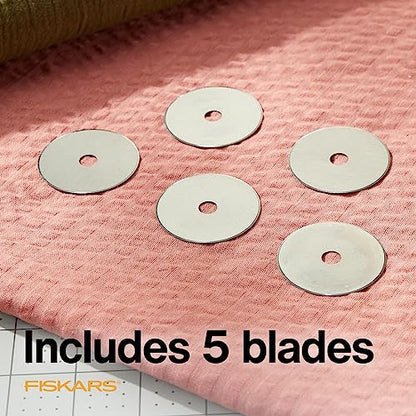 Fiskars 45mm Rotary Blades (5 Pack) - Rotary Cutter Blade Replacement - Crafts, Sewing, and Quilting Projects - Grey - size: 45mm, style: 5 Pack - Standard