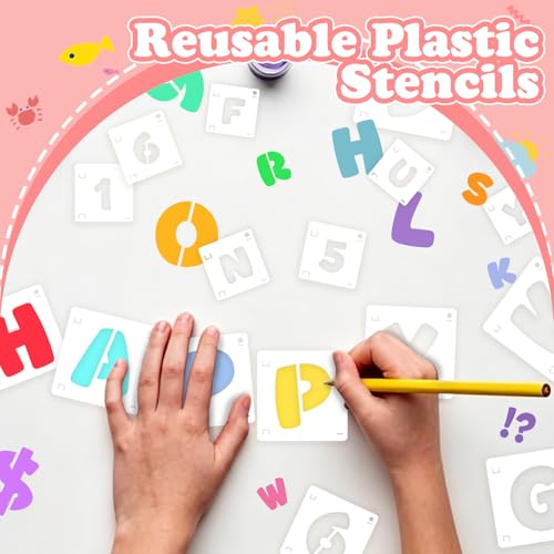 80 Pcs Letter Stencils, Large Letter Stencils for Painting (2 Inch+3 Inch) | Alphabet & Number Stencil for Crafts, Reusable,PET,Letters Stencils for Painting on Wood,Wall,Fabric,Chalkboard,Signs,DIY Art - size: 2 Inch+3 Inch