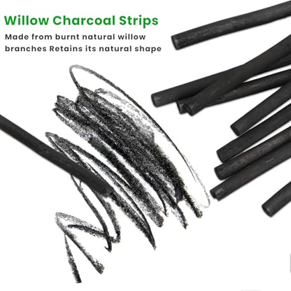 25 Pcs Willow Charcoal Sticks, 5.4 Inch in Length, 0.15-0.2in/4-5mm Dia, Artist Vine Sketch Charcoal Pencils for Sketching Drawing Art Sketch Artists Supplies (4-5mm) - size: 4-5mm