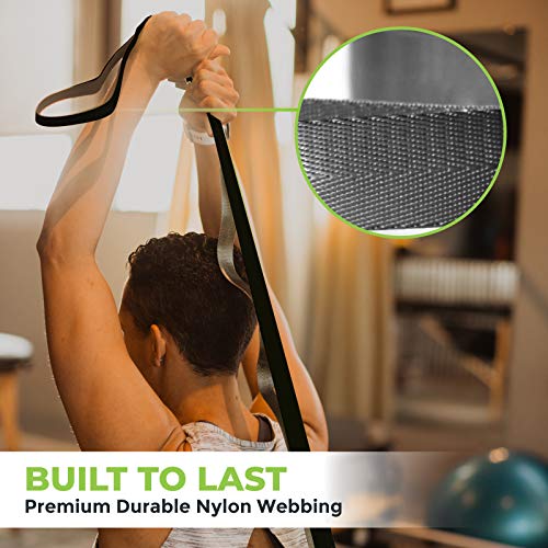 Gradient Fitness Stretching Strap for Physical Therapy, 12 Multi-Loop Stretch Strap 1" W x 8' L, Neoprene Handles, Physical Therapy Equipment, Yoga Straps for Stretching, Leg Stretcher. - color: Black/Grey