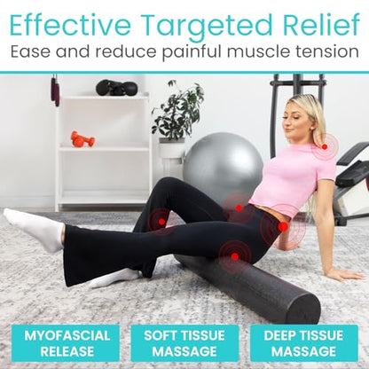 Vive High Density Foam Roller (36 inch) - Large Foam Roller for Exercise - size: 36"