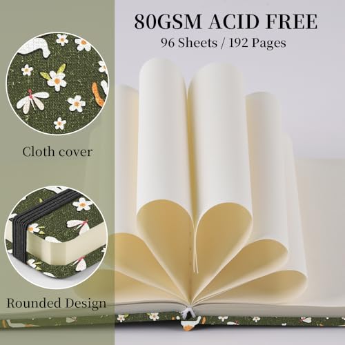 4.8x4.8 Pocket Sketch Book,Hardcover Art Sketchbook for Drawing Journal | Cloth Cover,80gsm Blank Paper,96Sheets,Lay-Flat,Portable Travel Creation Paint Diary Memo Planner,Dry MediaLying Cat - color: Cloth Cover-4.8x4.8in-Lying Cat