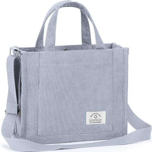 WantGor Tote Bag for Women, Corduroy Crossbody Bags Shoulder Handbag - color: Blue