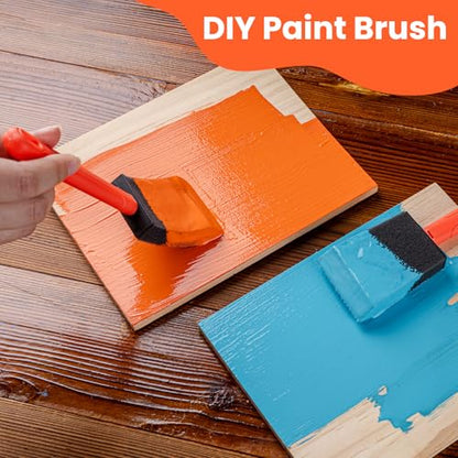 Mister Rui Foam Brush Kit 2 Inch with 2 Handles & 8 Sponge Heads | Refillable System for Smooth. Ideal for Acrylic, Furniture, Cabinets – Works with Latex, Stain and Varnish