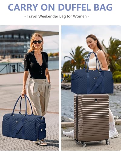 Women Weekender Travel Duffle Bag: Travel Duffel Overnight Bags with Shoe Compartment Large Carry on Tote with Toiletry Bag Weekend Traveling Yoga Gym Hospital Bag for Women with Wet Pocket Blue - color: 05-Blue, size: Large
