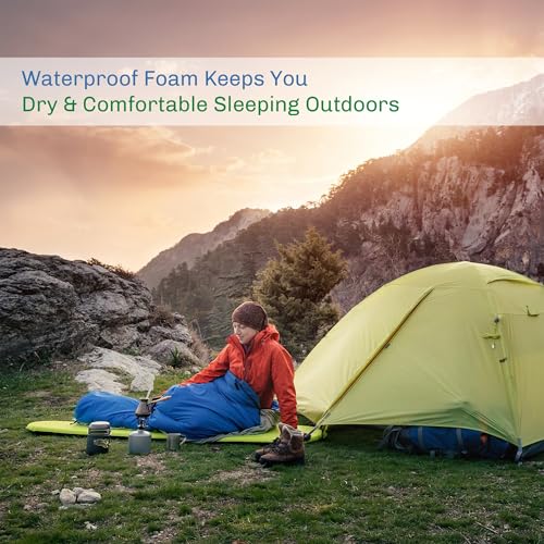 Foam Sleeping Pad - Lightweight Mat for Camping, Cots, Tents, Backpacking, and Yoga - Non-Slip and Waterproof with Handle by Wakeman - color: Red