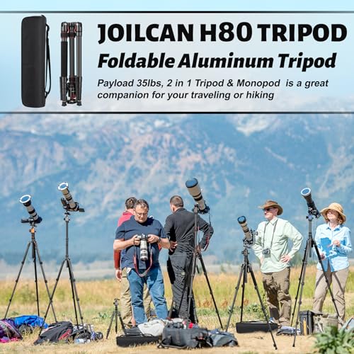 JOILCAN 81" Tripod for Camera Phone, 83" Aluminum Camera Tripod Monopod | Tall DSLR Tripod with 360° Ball Head, Heavy Duty Travel Tripod for Binoculars Spotting Scope Telescope, Payload 35lb - color: Rose