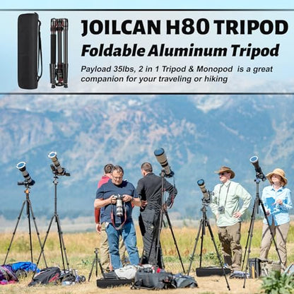 JOILCAN 81" Tripod for Camera Phone, 83" Aluminum Camera Tripod Monopod | Tall DSLR Tripod with 360° Ball Head, Heavy Duty Travel Tripod for Binoculars Spotting Scope Telescope, Payload 35lb - color: Rose