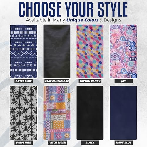 CHEEKY WINX Hooded Microfiber Gym Towel – Highly Absorbent Car Seat Towel with Carry Bag – Double-Sided Sweat Towel, Reversible, Quick Dry & Sand-Resistant Fabric, Aztech Blue, 130 x 60cm - color: Aztec Blue
