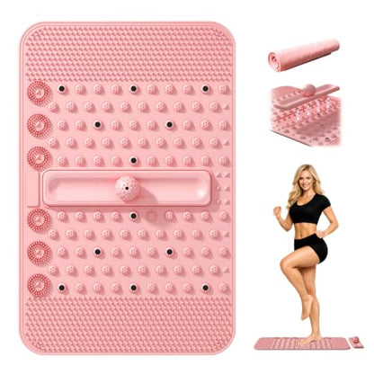 Soft TPR Extra Large Acupressure Foot Massage Mat With Removable Ball - color: Pink