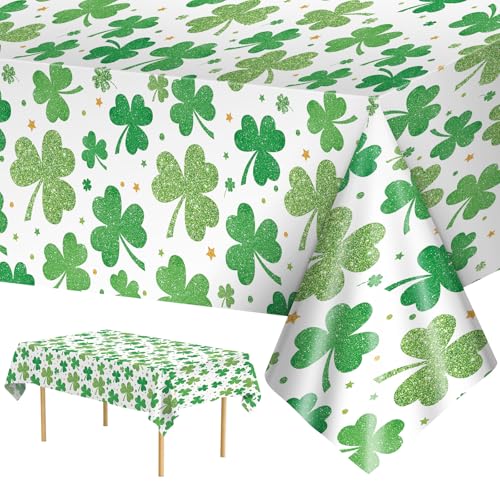 3 Pack St Patricks Day Tablecloth - Lucky Green Shamrock St Patrick's Tablecloths Set, Disposable Plastic St Patrick Table Cloth Cover for Happy St. Patrick's Day Dinner Table Decor Party Supplies - color: St. Patrick’s Day