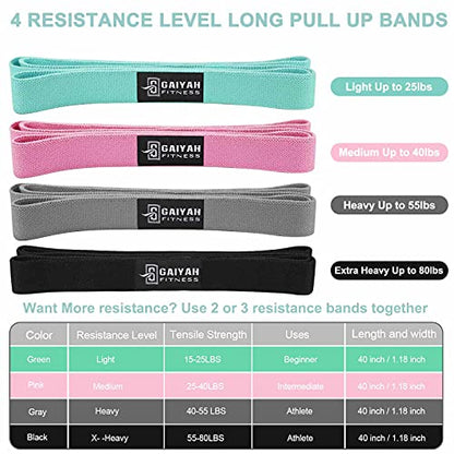 76 Inch Extra Long Fabric Resistance Band with Workout Guide for Men & Women, Non-Slip,up to 150 LBS for Strength Training, Pull-Up Assist, Yoga & Physical Therapy - color: Mint/Pink/Gray/Black