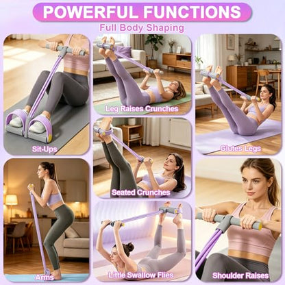 Multifunction Tension Rope, 6-Tube Elastic Yoga Pedal Puller Resistance Band, Natural Latex Tension Rope Fitness Equipment, for Abdomen/Waist/Arm/Leg Stretching Slimming Training - color: Gray Purple