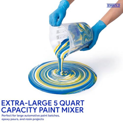 Paint Mixing Cups | 5 Quart Disposable Plastic Measuring Cups for Automotive Paint, Epoxy, Resin, Art (Pack of 10)