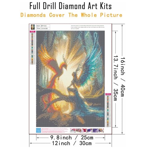 WPYTNM Diamond Painting Kit, 5D Fantasy Forest Phoenix and Goddess Art,DIY Handmade Full Drill, Canvas, 12x16 Inches, Art Deco Style, Adult - color: 5D Fantasy Forest Phoenix and Goddess Art,