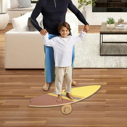 Balance Board w/Rollers – 10-Layer Wood Wobble Board for Core Strength