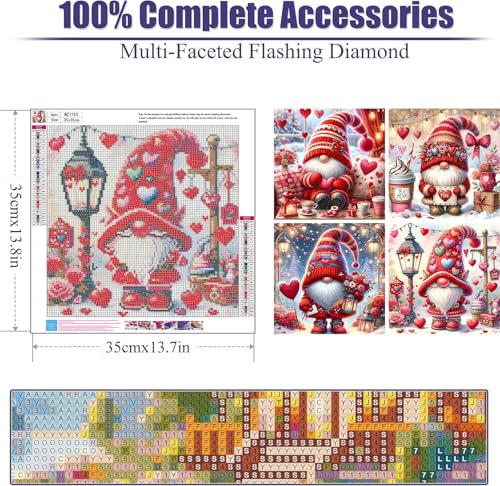Ekuxom 4 Pack Gnome Diamond Art Kits for Adults-Gnome Love Diamond Painting | 5D DIY Round Full Drill Paint by Diamonds Pictures Crafts for Home Wall Decor 14x14inch - color: Gnome