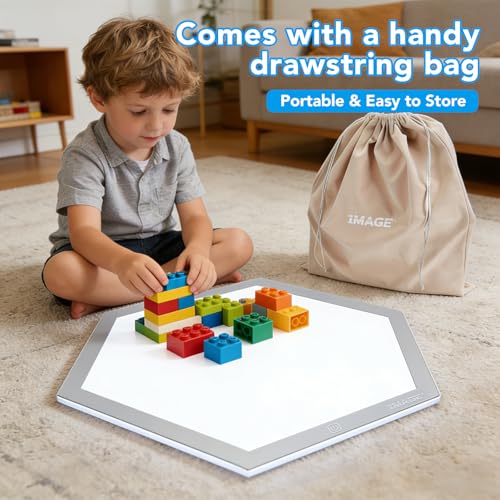 IMAGE Tracing Light Box for Kids, 17.2x14.9 LED Drawing Board | Educational STEM toy, 3 adjustable brightness, ideal for early learning & art projects ﻿ (Building Blocks Not Include)