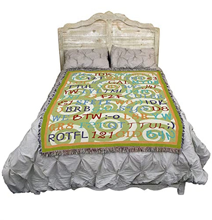 Pure Country Weavers Tween Talk Blanket Tapestry Throw Woven from Cotton - Made in the USA (72x54) - color: Tween Talk