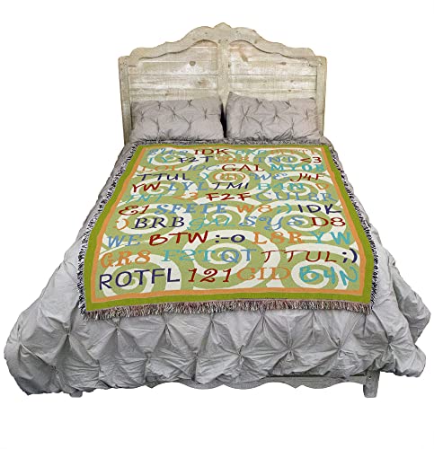 Pure Country Weavers Tween Talk Blanket Tapestry Throw Woven from Cotton - Made in the USA (72x54) - color: Tween Talk