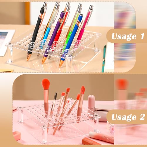 Honeydak 100 Holes Acrylic Pen Display Holder Clear Pen Desk Organizer Plastic Pencil Display Stand Rack for Paint Brushes Markers Makeup Brush Home Office Storage